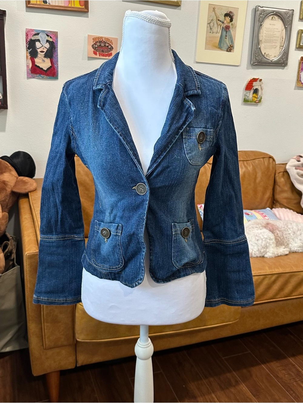 Paris Blues Dark Blue Denim Blazer Jacket